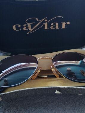 Caviar Women’s Gold Frame Black Lens Sunglasses
